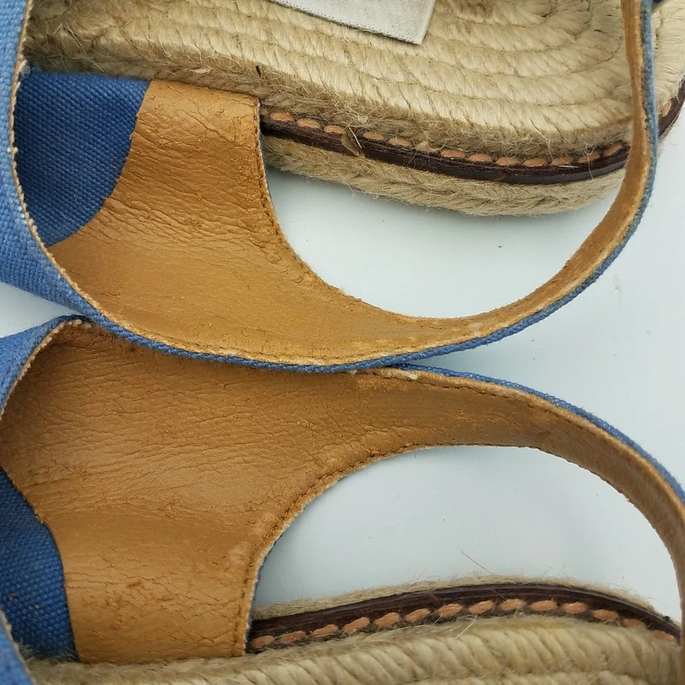 Castaner Denim Platform Sandals Espadrilles Thong Blue Womens Slingback 6.5 / 37